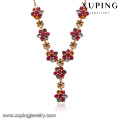 43448-Xuping women female newest flower design gold colorful necklaces